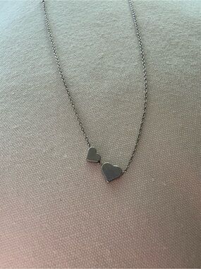 Gorjana Silver Double Heart Pendant Necklace